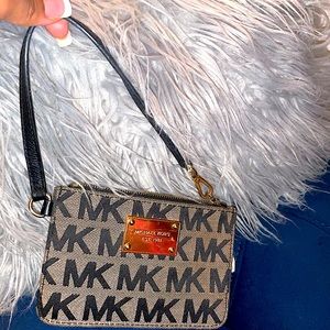 Women’s Black/Tan Michael Kors Wristlet .